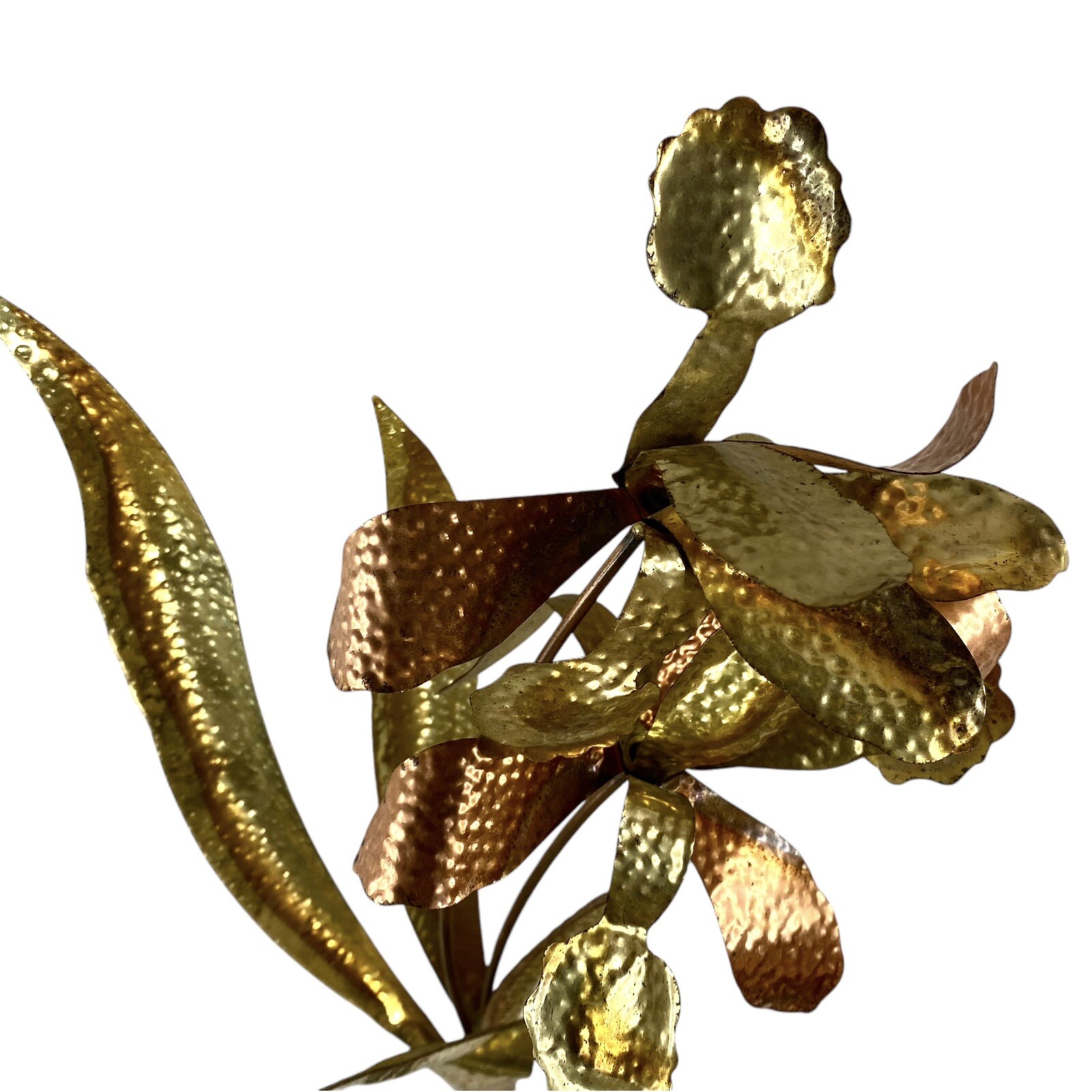 Metal Flower Wall Hanging Sculpture Vtg Home Decor MCM Retro Floral 3D Iris