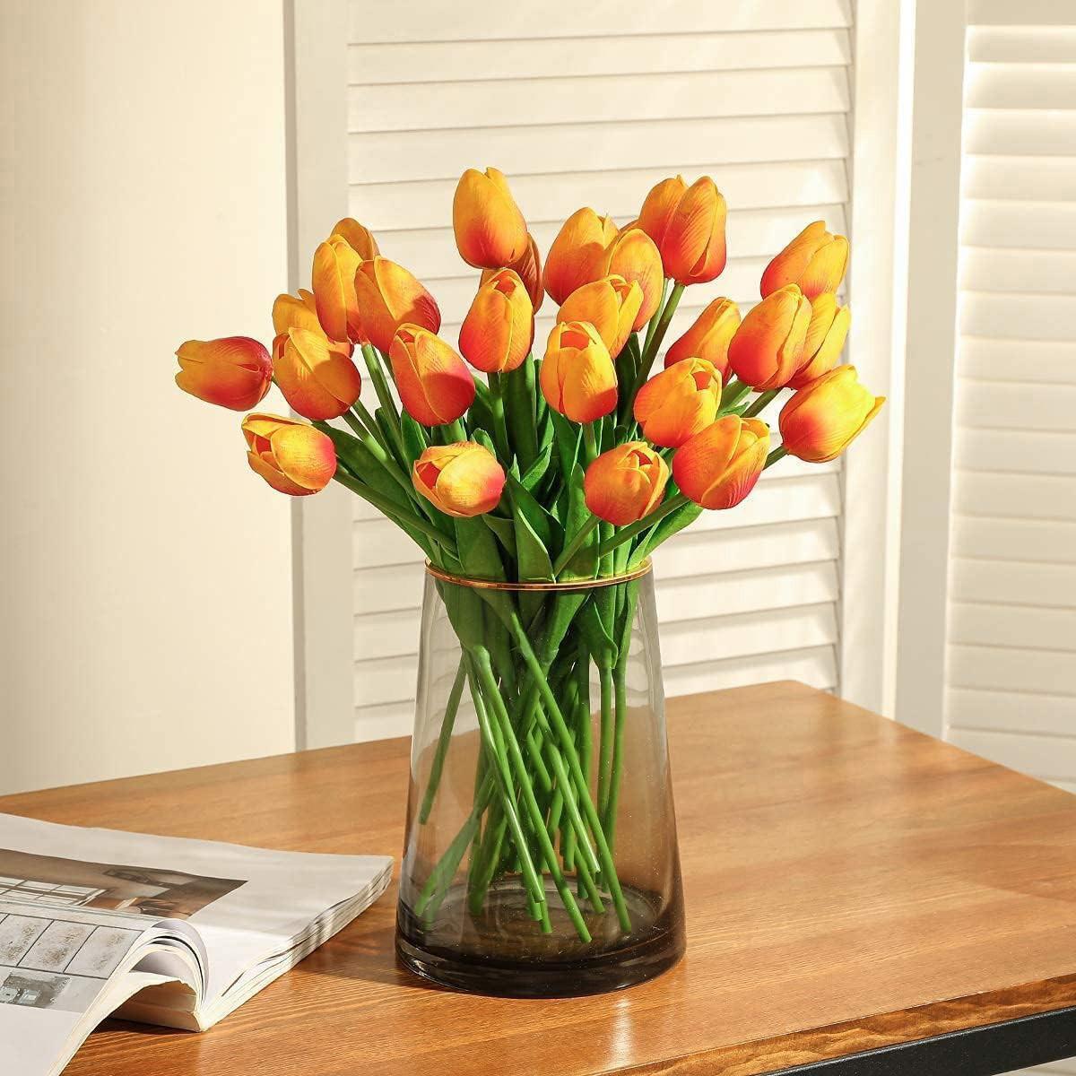 10pcs Artificial Flower Realistic Touch Tulip Scrapbooking Vase Home Decor Weddi
