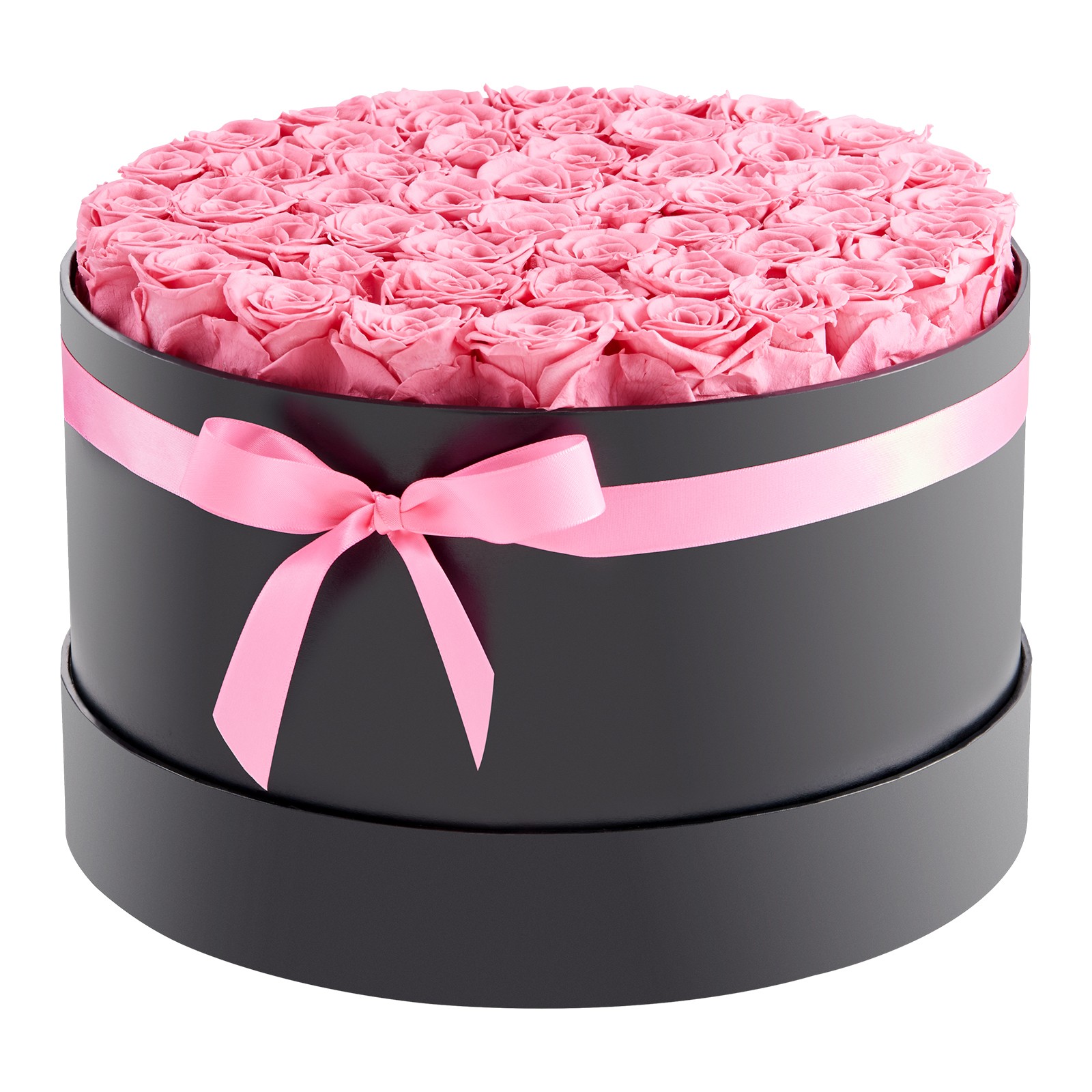 VEVOR Forever Flowers 50 Preserved Roses Round Box Eternal Bouquet Sweet Pink