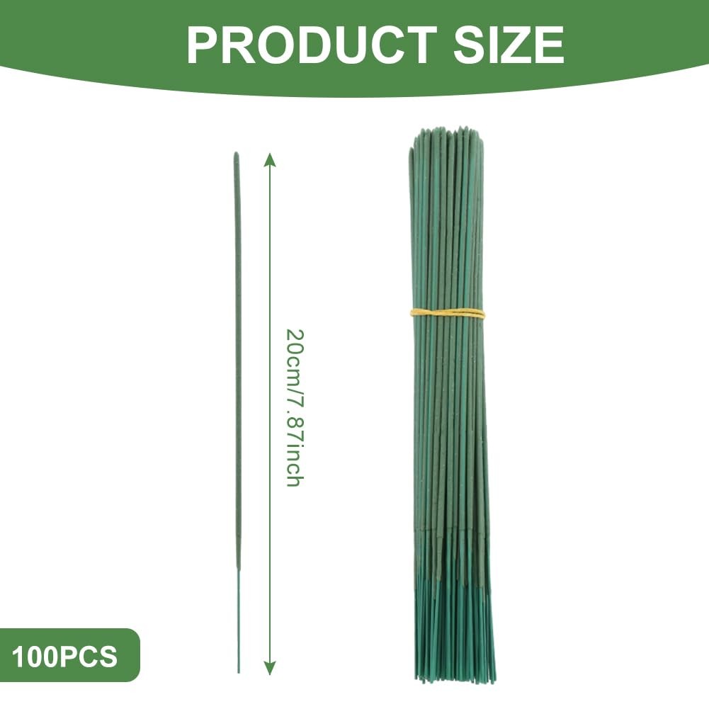 100 pcs Plastic Floral Stems for Crafts, Green Flower Rod Floral Stem Wire fo…