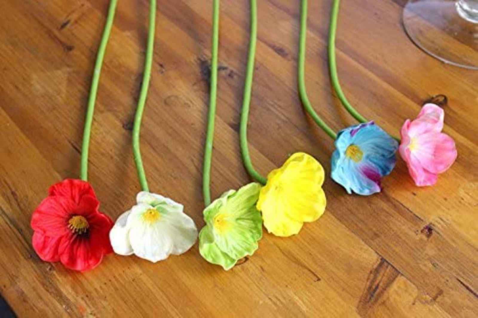 Artificial Poppy Flowers 20PCS Realistic Fake Poppies with Bendable Stems 14″