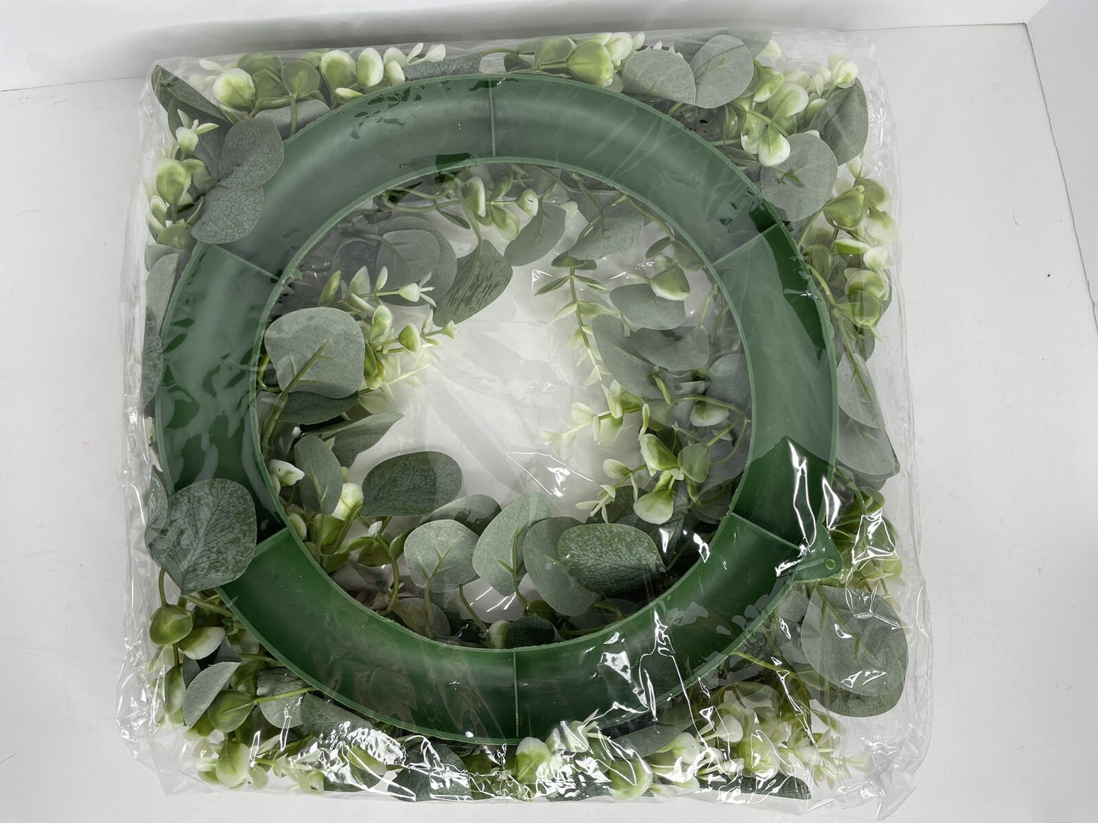 Whonline Artificial Eucalyptus Welcome Wreath for Front Door With Sign 16”