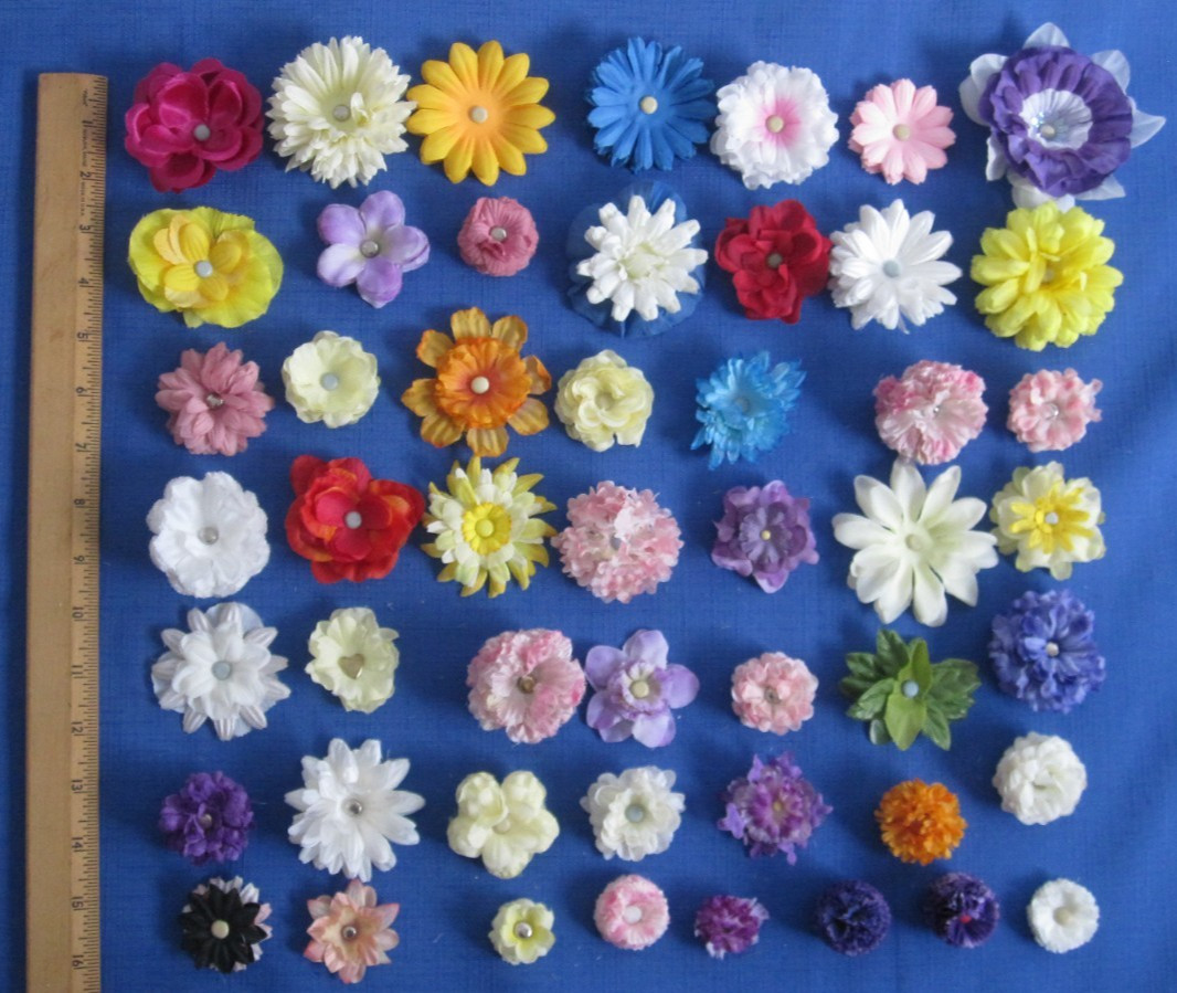 #5 Lot-50 Small/Medium Layers Used Silk Flower Petals 1-3″ Brads Multiple Colors