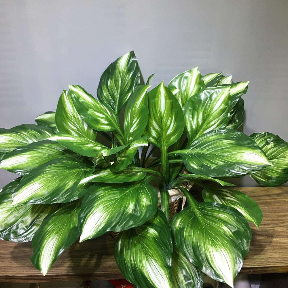 2Pcs Artificial Halcyon Hosta Perennial Plants 19″ Large Faux Cordyline Shade…