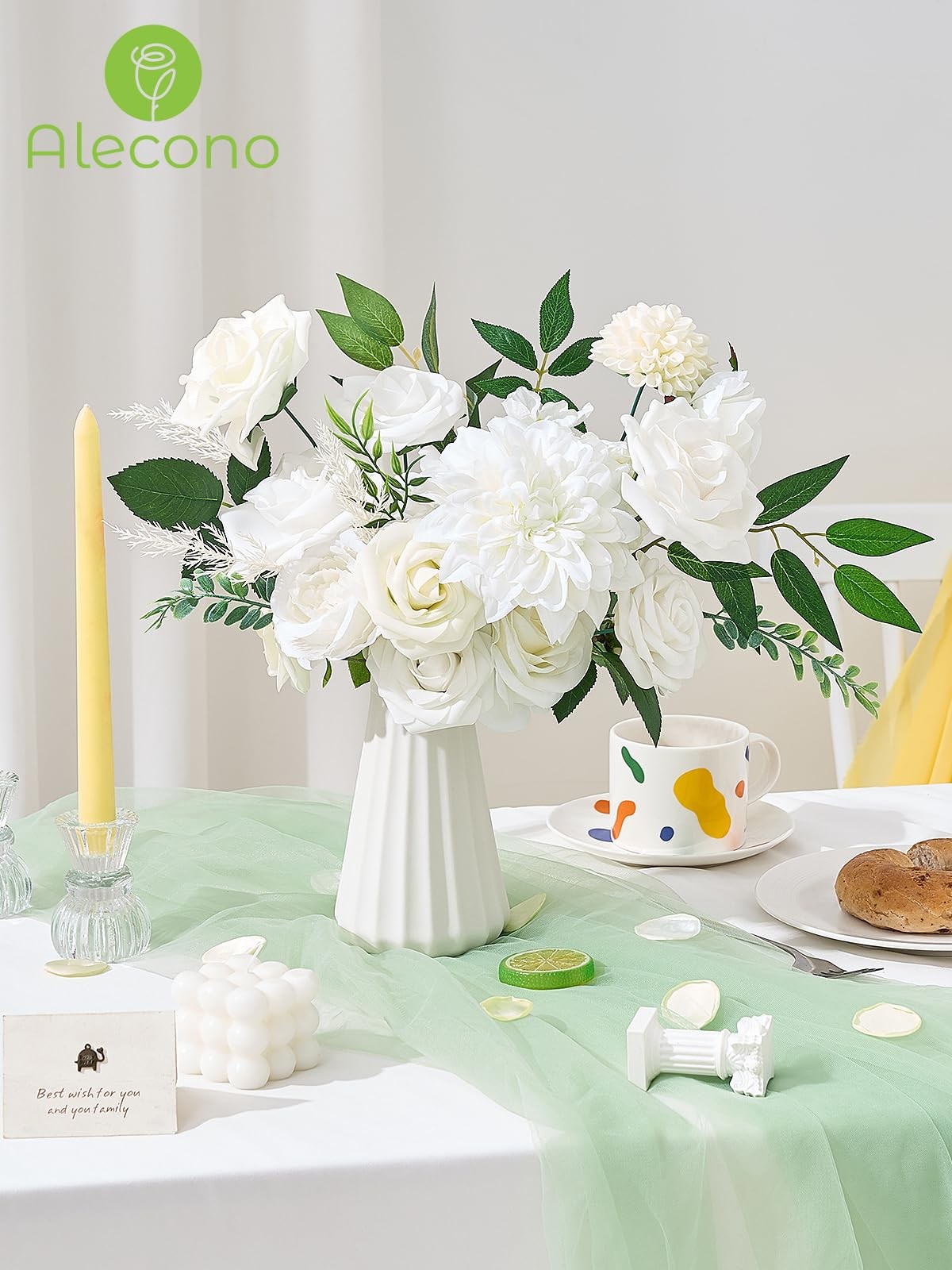 Artificial Flowers White Silk Fake Flowers For DIY Wedding Bridal Bouquets