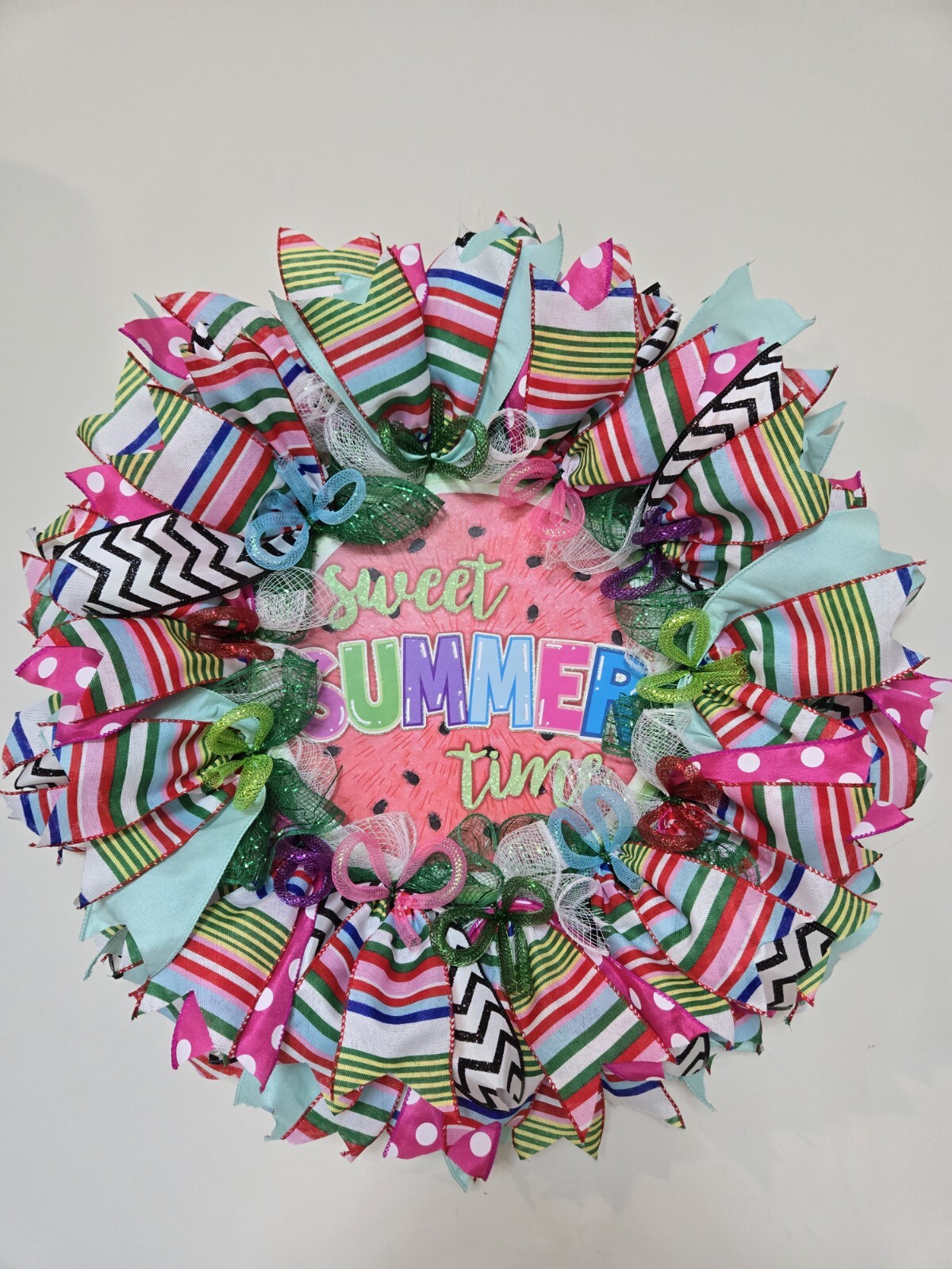 SWEET SUMMER TIME WREATH Spring SUMMER Fall Front Door Wall Decor BIG watermelon