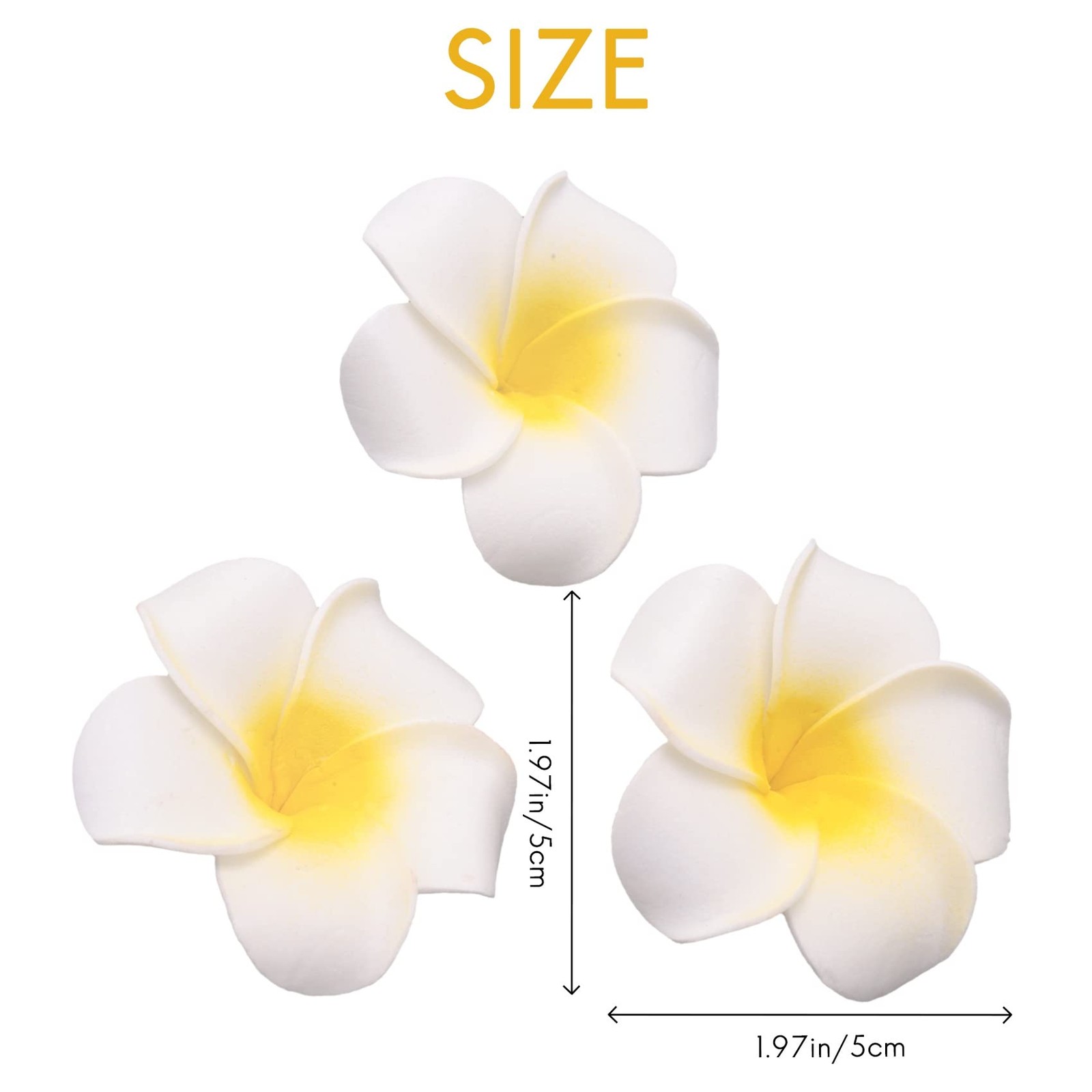 100Pcs White Foam Hawaiian Frangipani Artificial Plumeria Flower Petals Cap H…