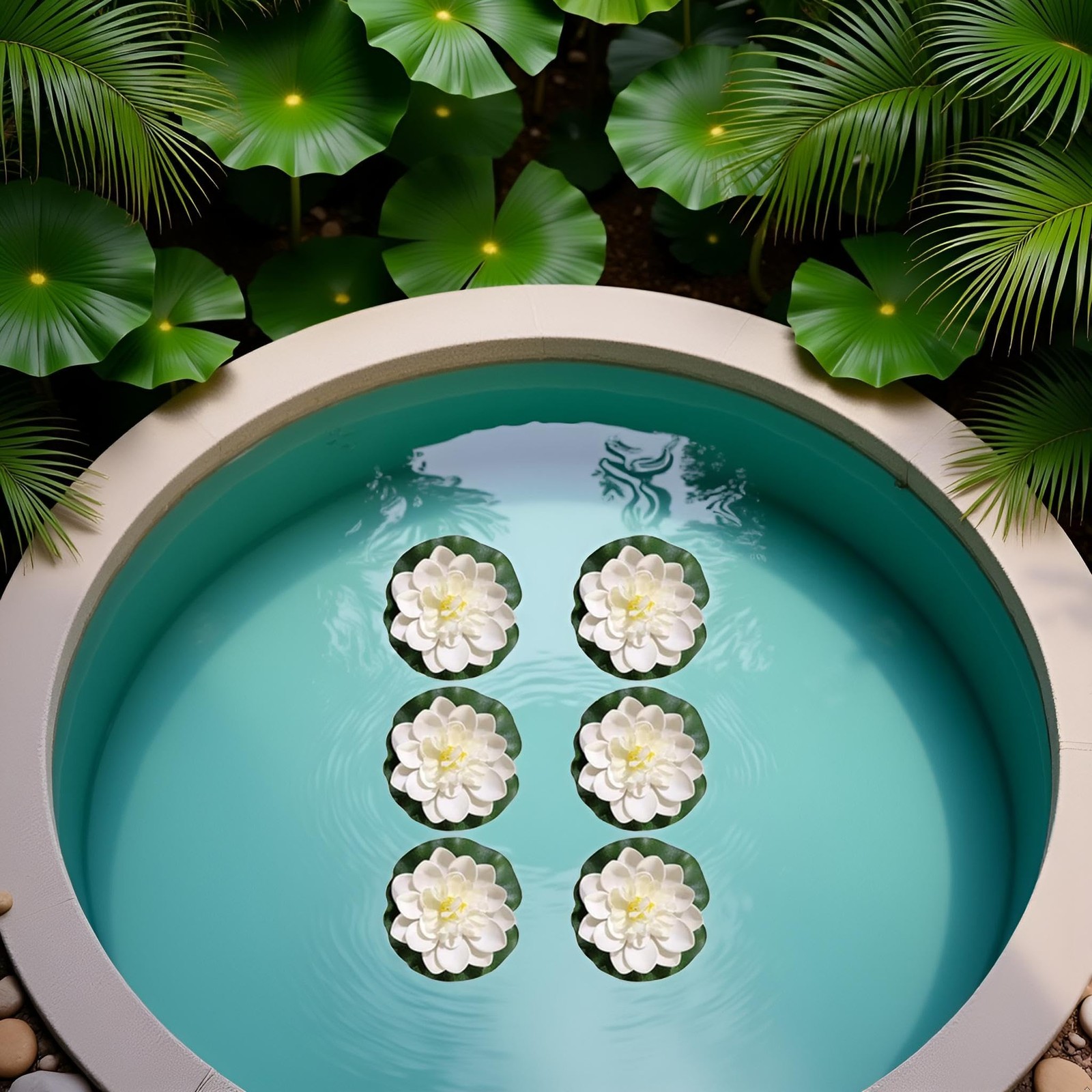 6 Pcs White Artificial Lotus Flowers Large Floating Lotus Flowers Faux Lotus …