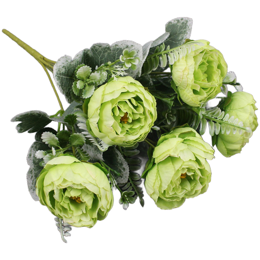 6 Head Silk Peony Bouquet Artificial Flowers for Wedding Home Decor Party