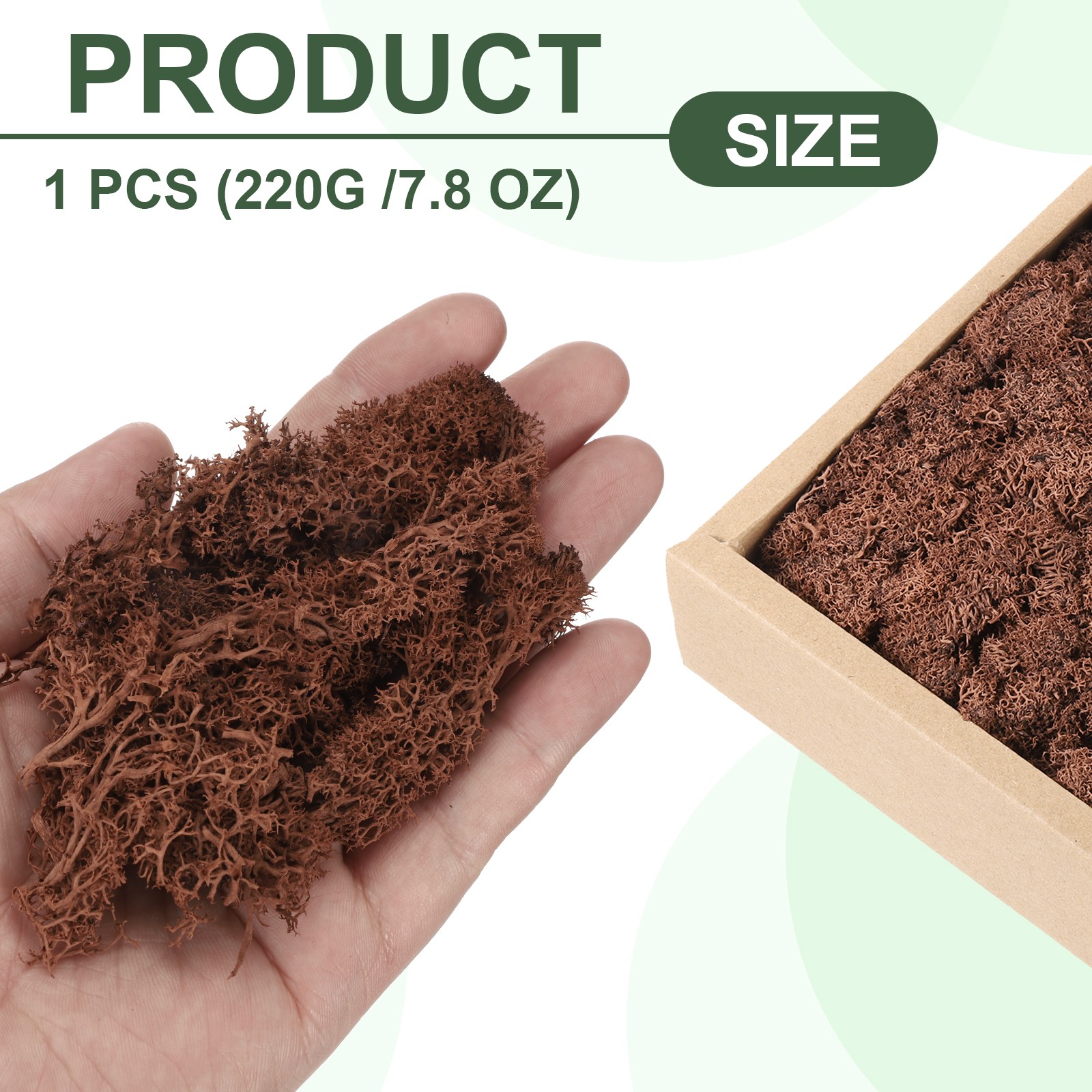 7.8oz Preserved Reindeer Moss, Coffee Decorative Artificial Fake Moss