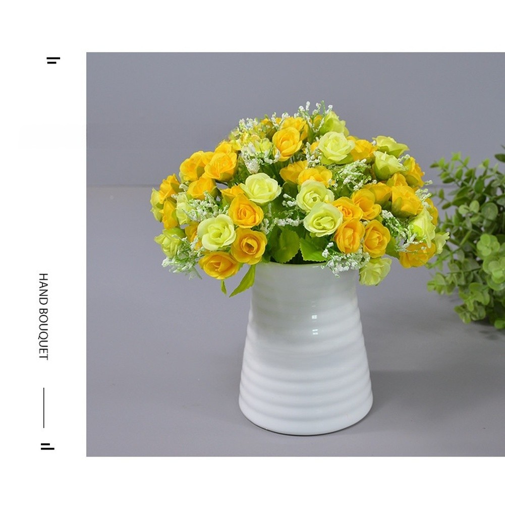 21 Head Diamond Rose Silk Flower Bouquet Artificial for Wedding and Home Decor