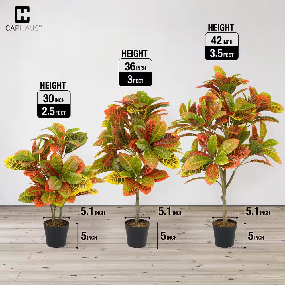 30 In. Artificial Topiary Croton Tree, UV Resistant Artificial Plants, Faux Tree