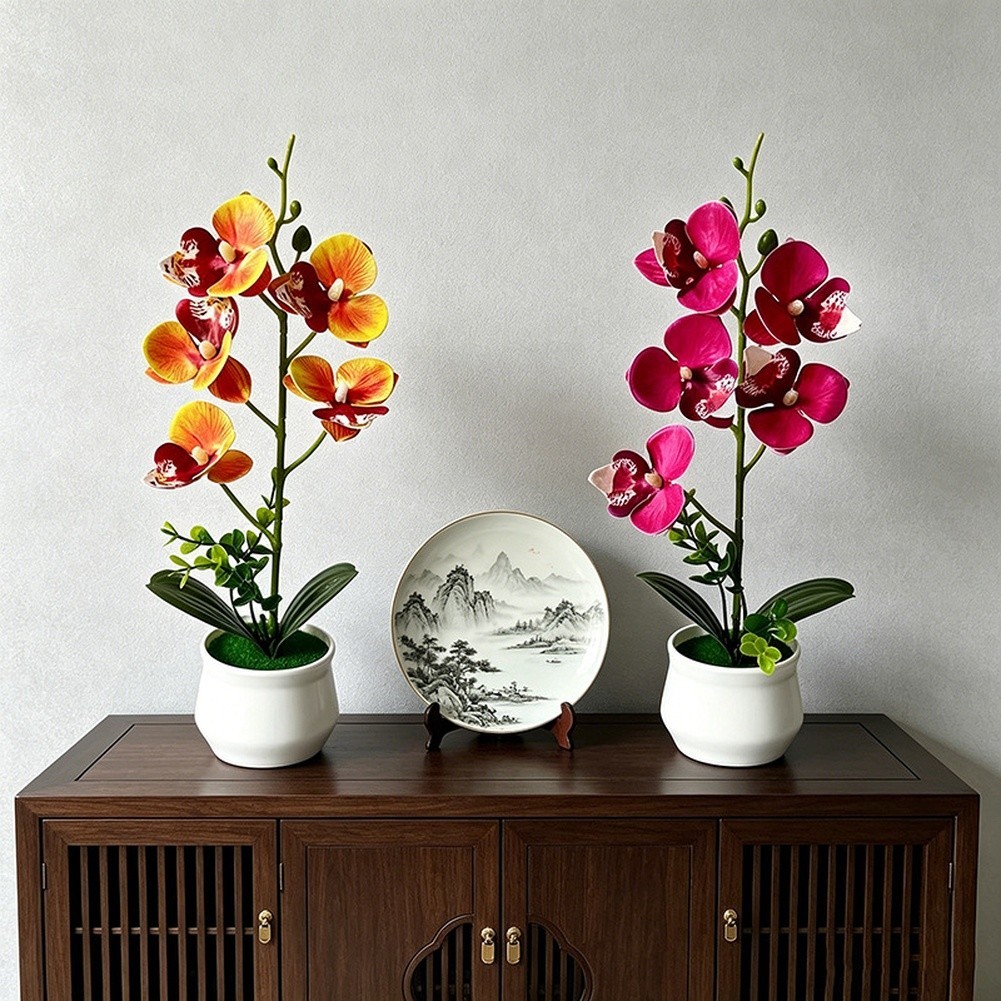 5pcs Phalaenopsis Artificial Flower Potted Plants 29cm for Indoor Outdoor Decor