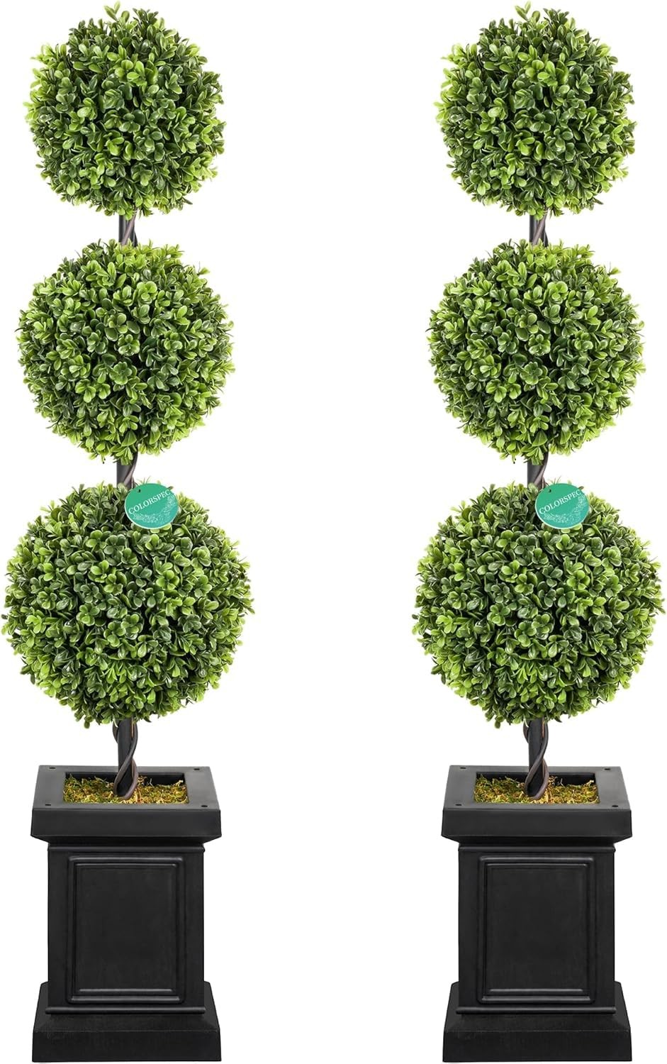 3.5ft Boxwood Outdoor Topiary Set of 2, Tall All Year Green Fake Plant Topiar…