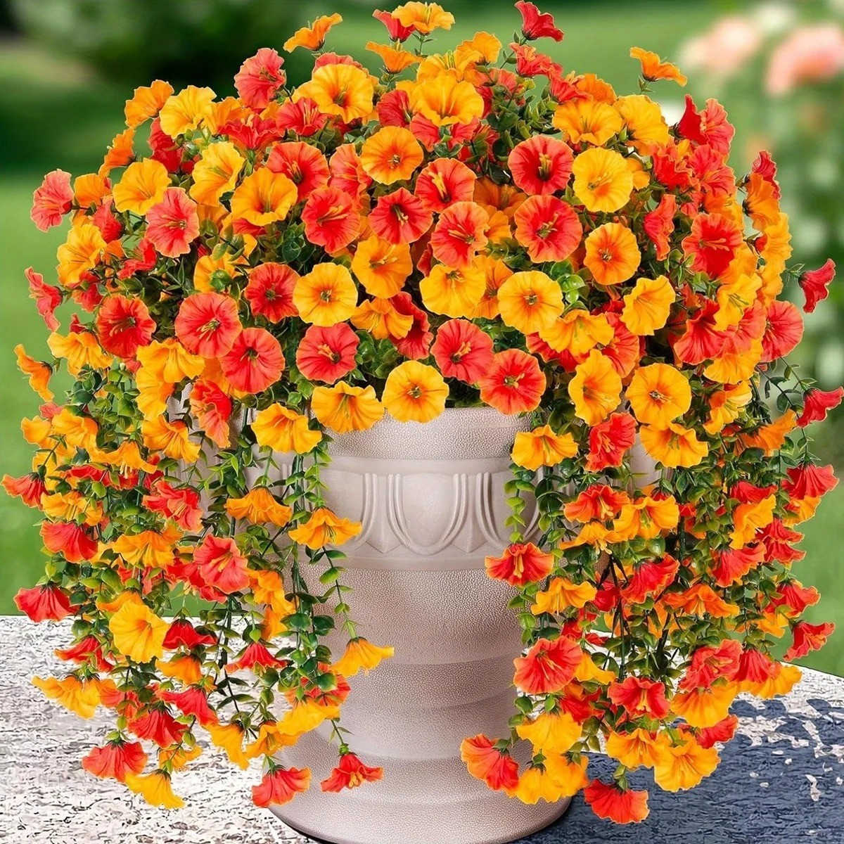 1PC Artificial Morning Glory Vines UV Resistant Hanging Flowers Outdoor Decor