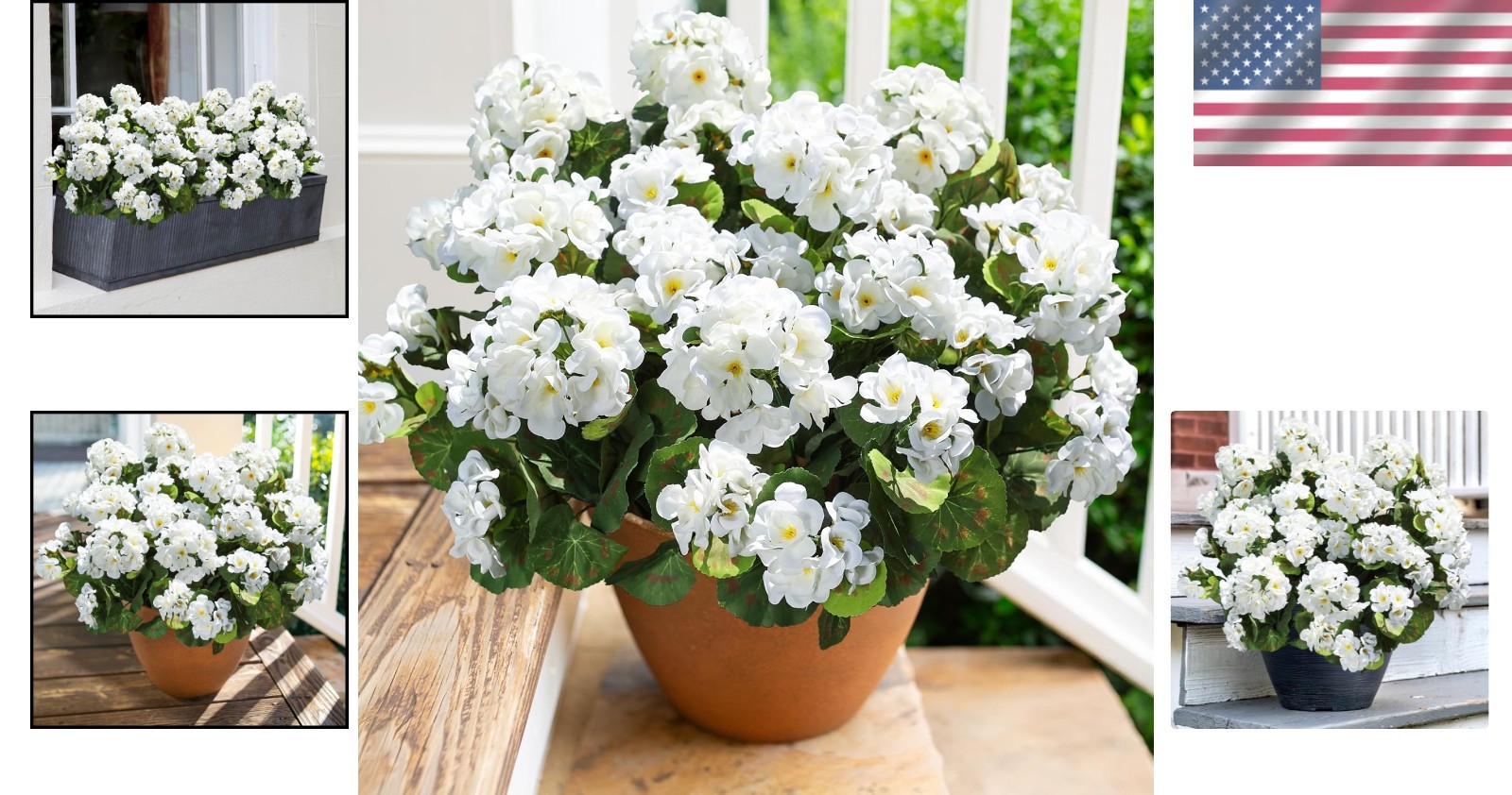 Artificial Geranium Flowers 6 Bundles UV Resistant Faux Plants for Outdoor Ga…