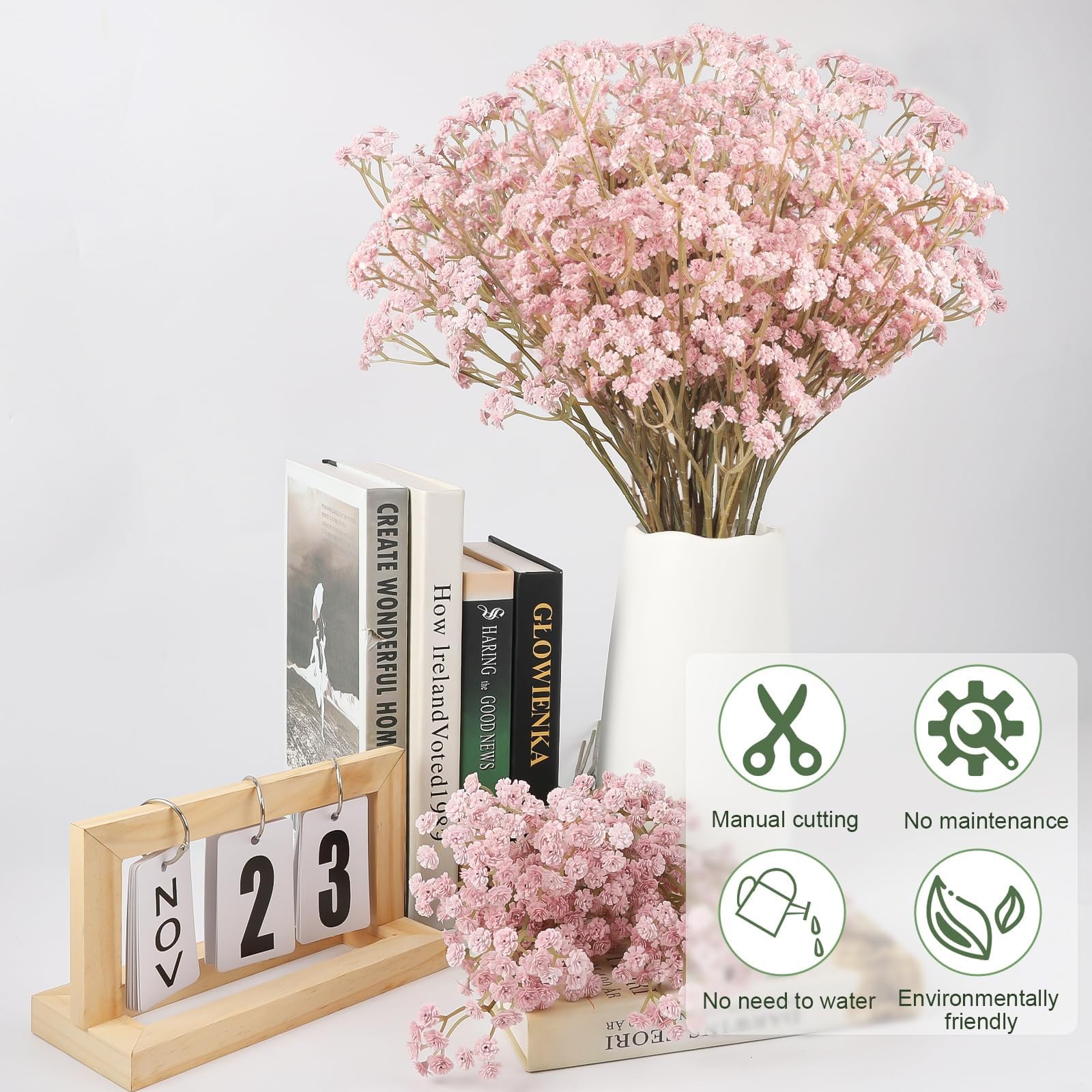 Babys Breath Artificial Flowers Dusty Pink Gypsophila Real Touch 10 PCS