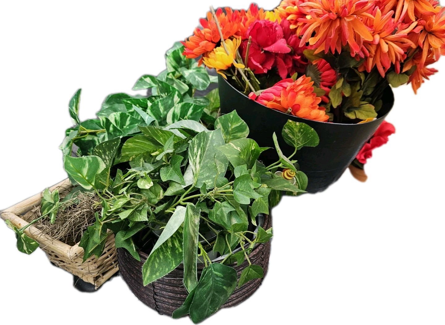 Artificial Flowers Lot Of 30+ Pieces WITH BASKETS