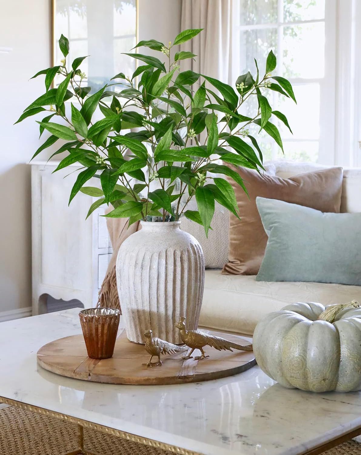 Artificial Eucalyptus Stems with Seeds Real Touch Fake Branches for Vase 3 Packs
