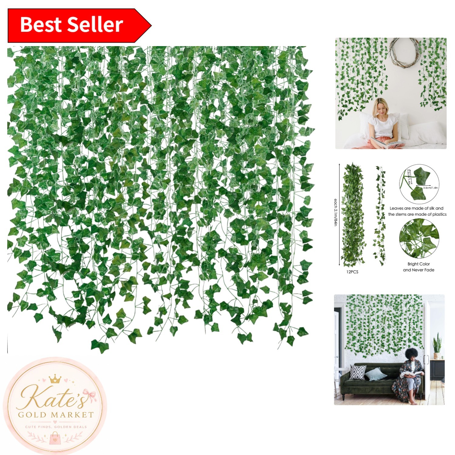 Easy to Install 12 Pack of 84ft Ivy Vines – Perfect for Home & Event Styling