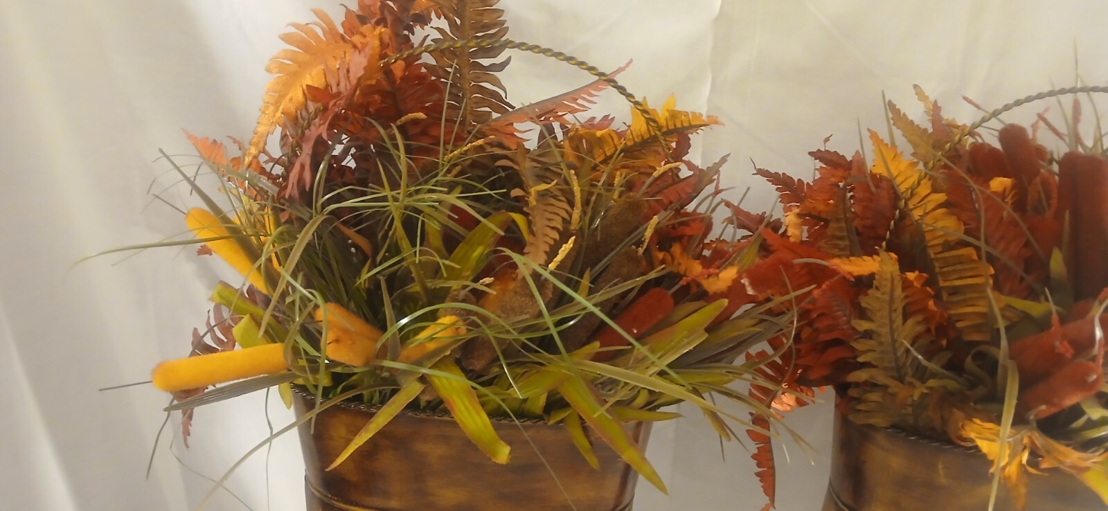 Fall Flower Arrangement Center Piece Vase Autumn Thanksgiving Pinecones Set of 2