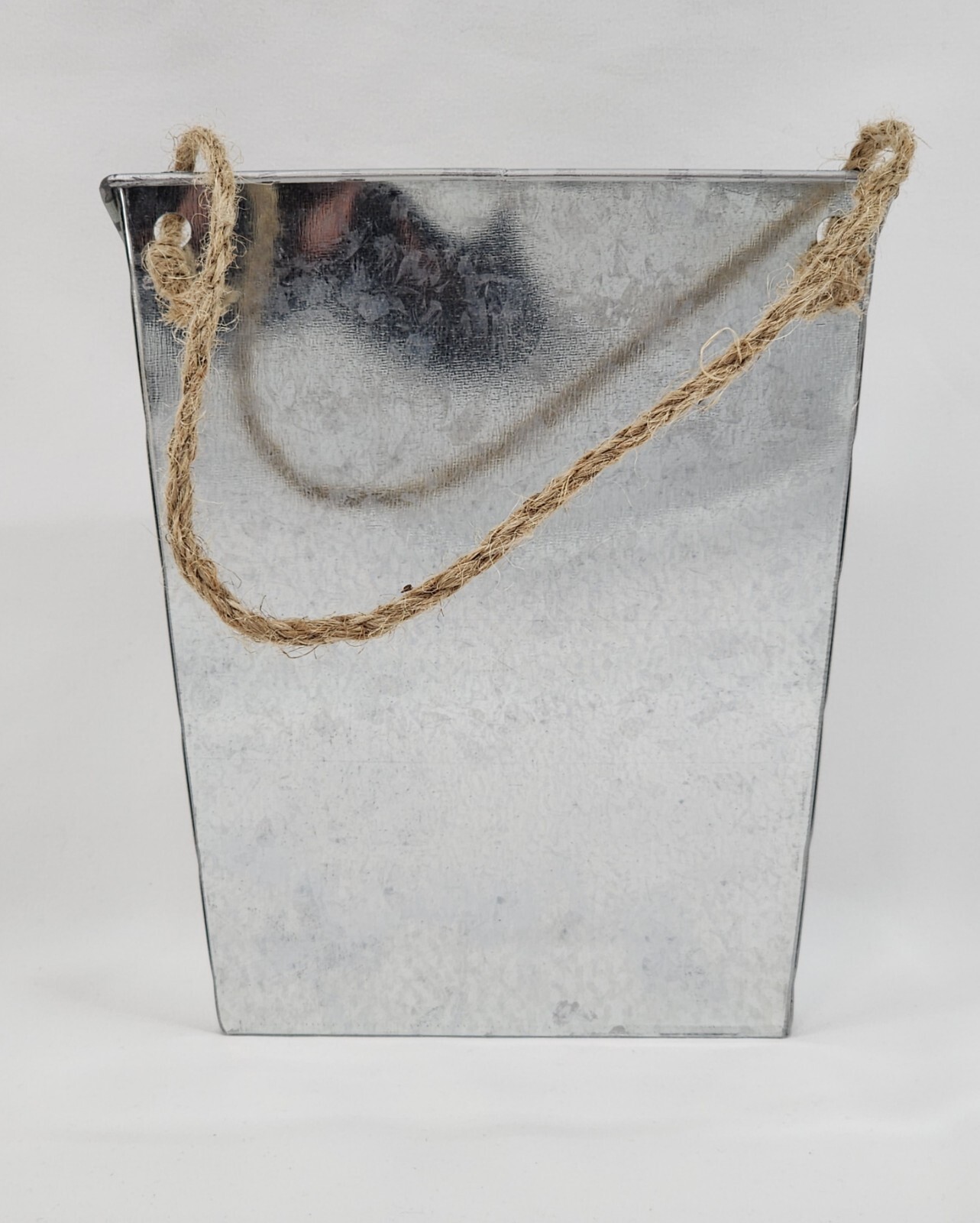 Galvanized Steel Faux Flower Hanging Bucket w/ Name Plate Drop Face