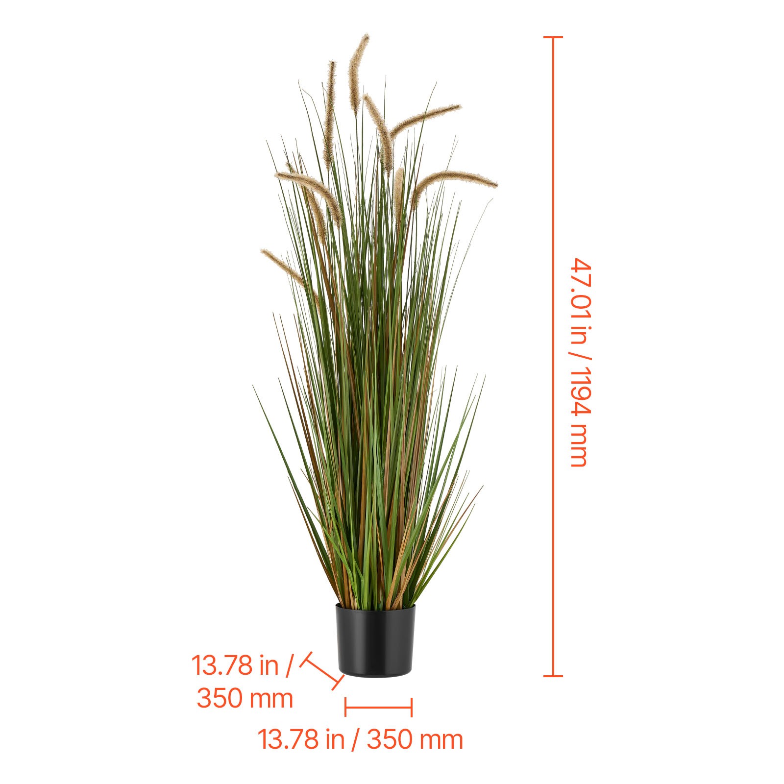 Uimoso Artificial Horsetail Reed Grass in Pot, 47-Inch, Set of 2, Green