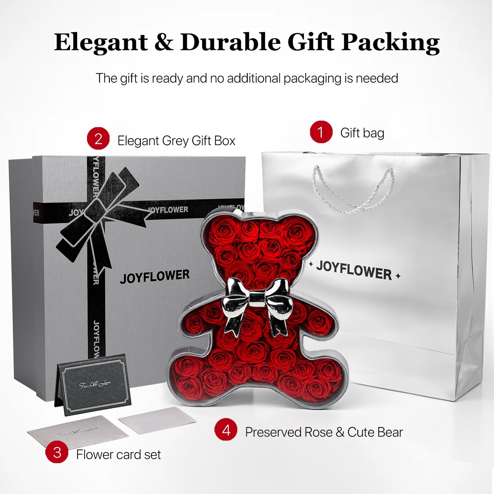 Preserved Roses Bear Gift for Women, Romantic Eternal Flowers Bear Gifts for …