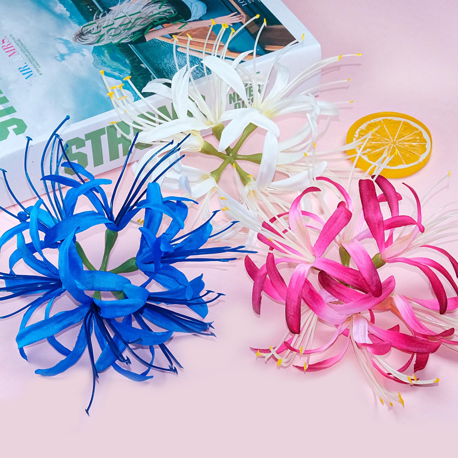 5 Pcs Spider Lily Artificial Flower Heads Real Touch,Stemless Faux Spider Lil…