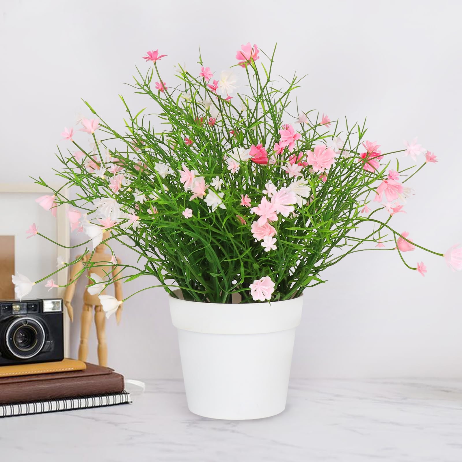 Artificial Babys Breath Potted Fake Plants with Flowers Faux Plants Indoor fo…