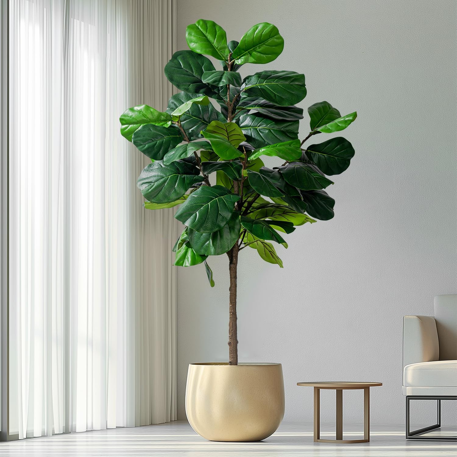 Artificial Fiddle Leaf Tree-6ft Faux Plant Fake Ficus Lyrata Tree Artificial …
