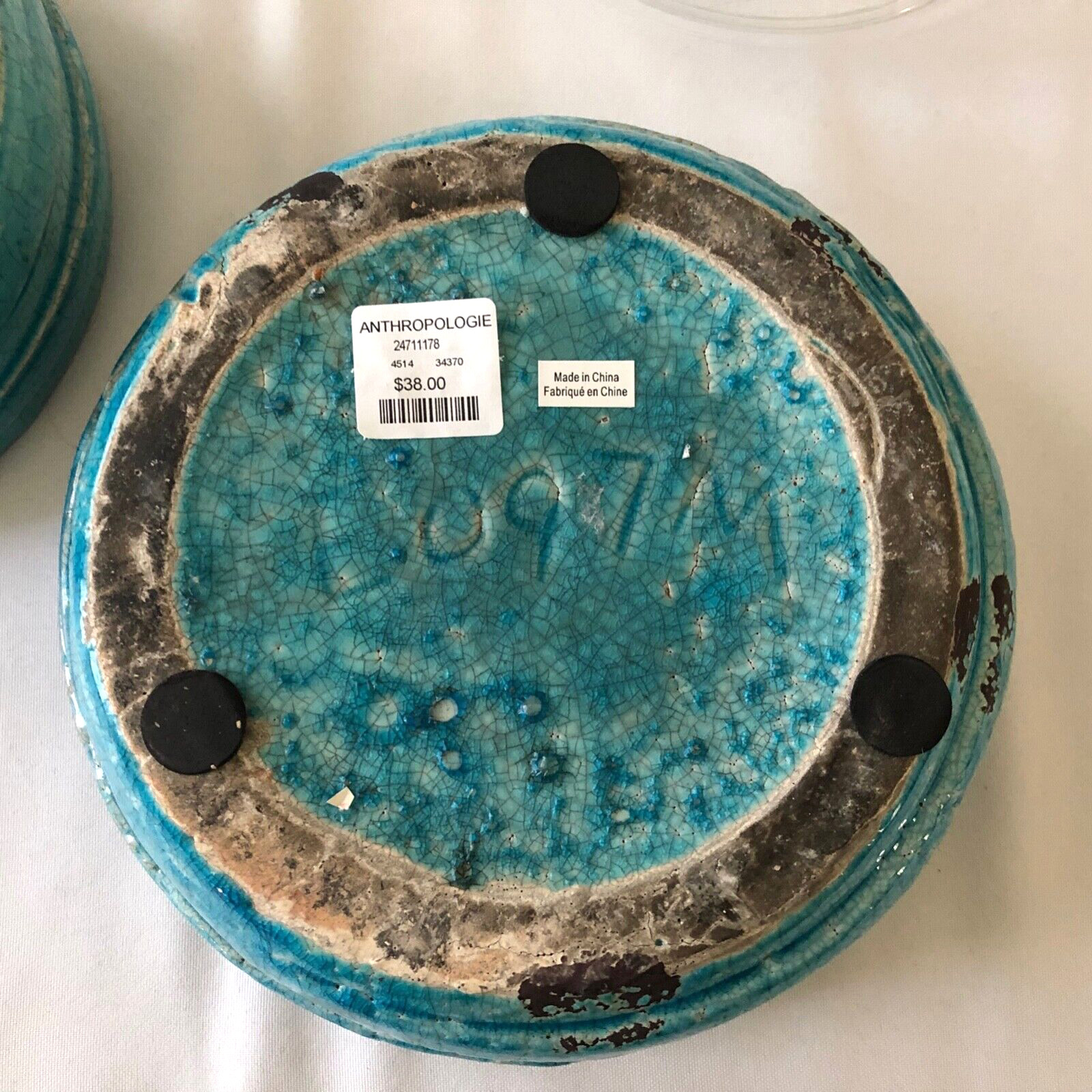 Anthropologie Terrain NWT Terrariums (2) Ceramic and Glass Turquoise Beach