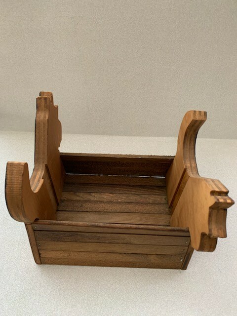 Vintage Scotty Dog Wooden Basket Signed Hill 99 Handmade Floral Arrangement Box