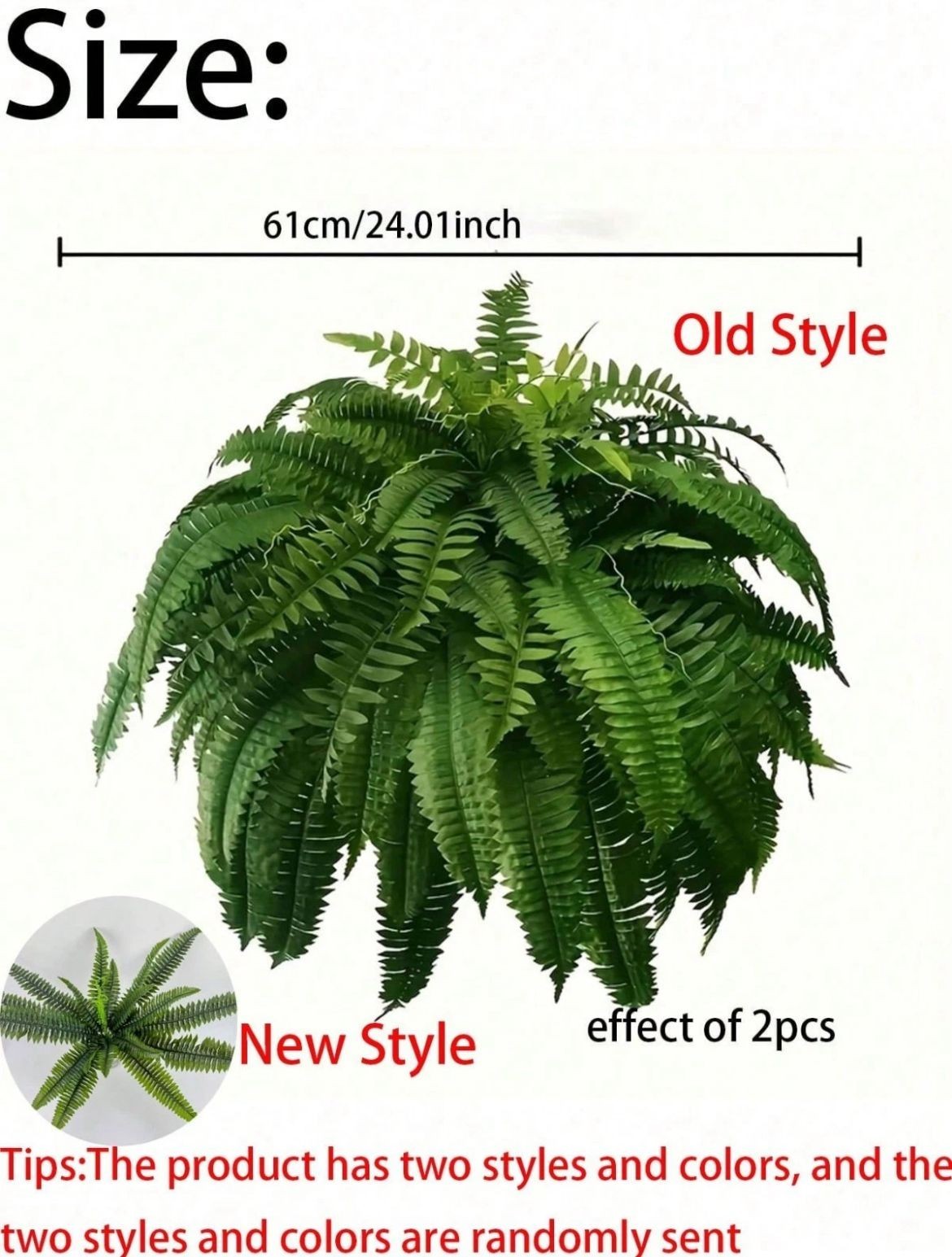 2 Pack Artificial Large Boston Fern Plant Wall Hanging Decoration Home Decor