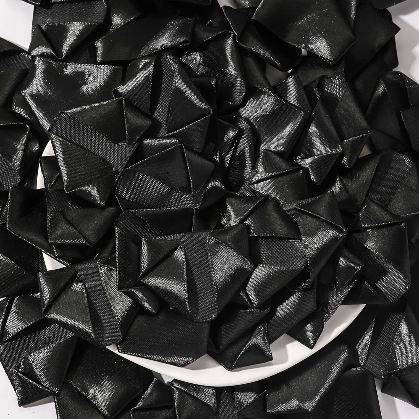 100 Pcs Black PreShaped Satin Ribbon Petals Wedding DIY Forever Rose