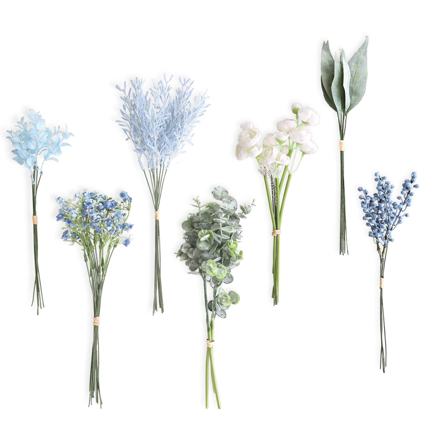 Artificial Greenery Filler Stems in Bulk 53pcs with 8 Kinds Tall Greenery Ste…