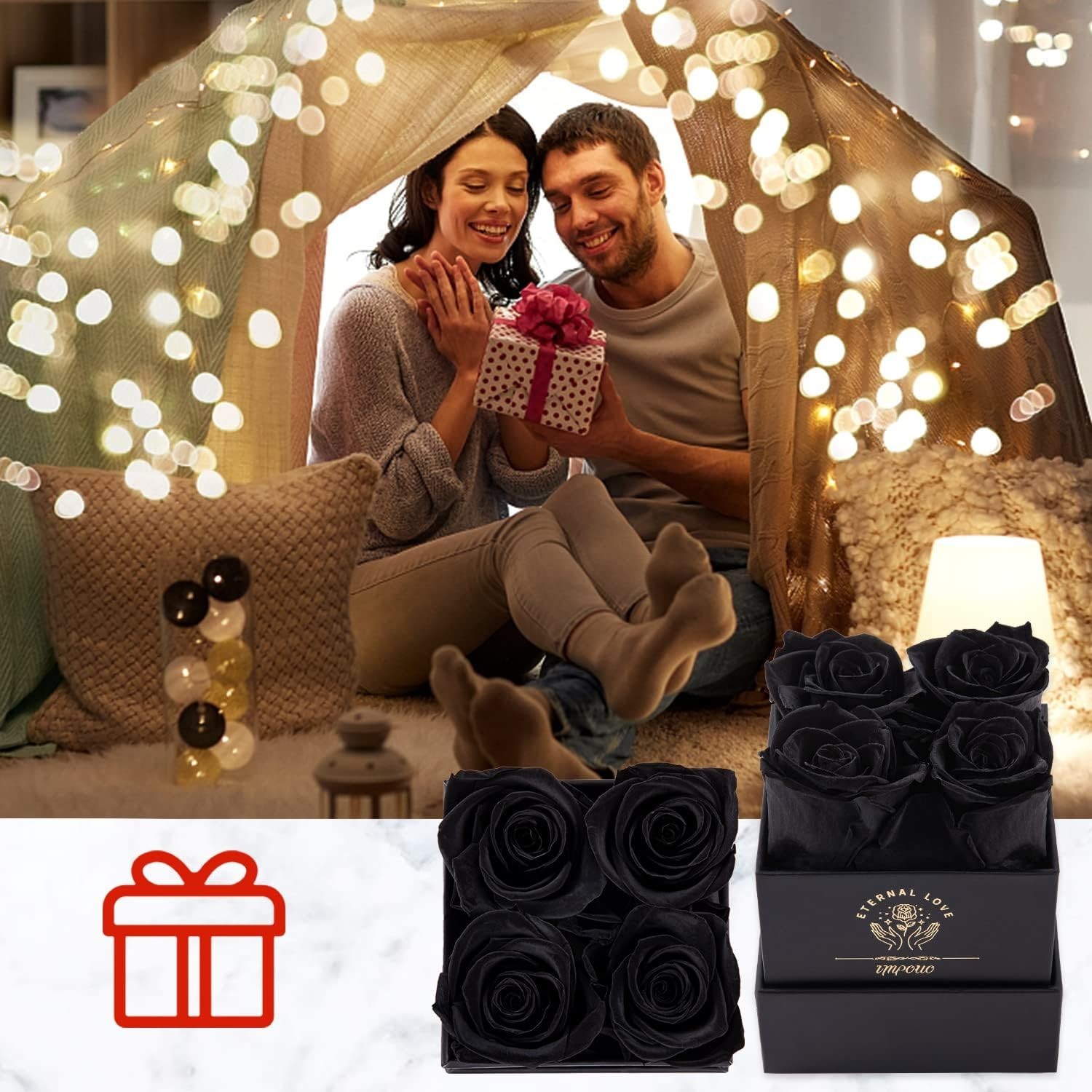 Black Preserved Rose in Elegant Box – Perfect Valentine’s & Birthday Gift