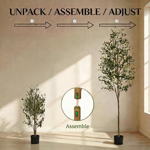 Artificial Olive Tree, 7FT Faux Olive Trees with Lifelike Olive Branches 7ft