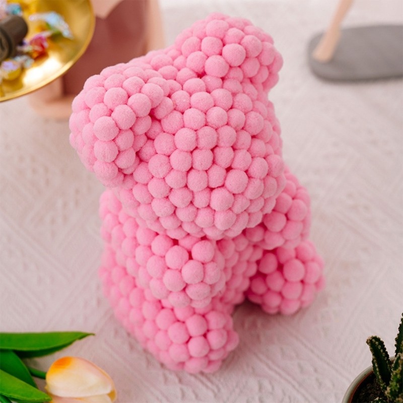 Soft Pink Foam Ball Doll Animal-shaped Doll Home Table Decoration for Children