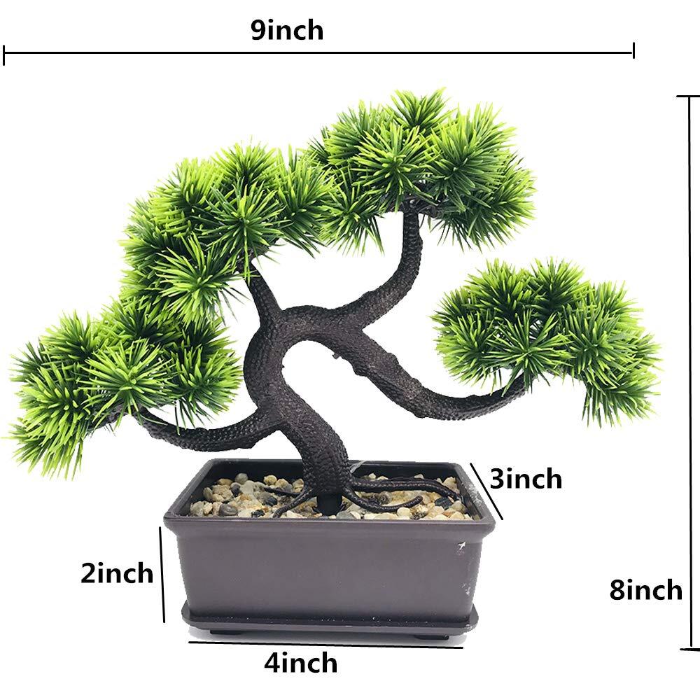 2 Pack Potted Artificial Bonsai Pine Trees Fake Japanese Zen Garden Decoration