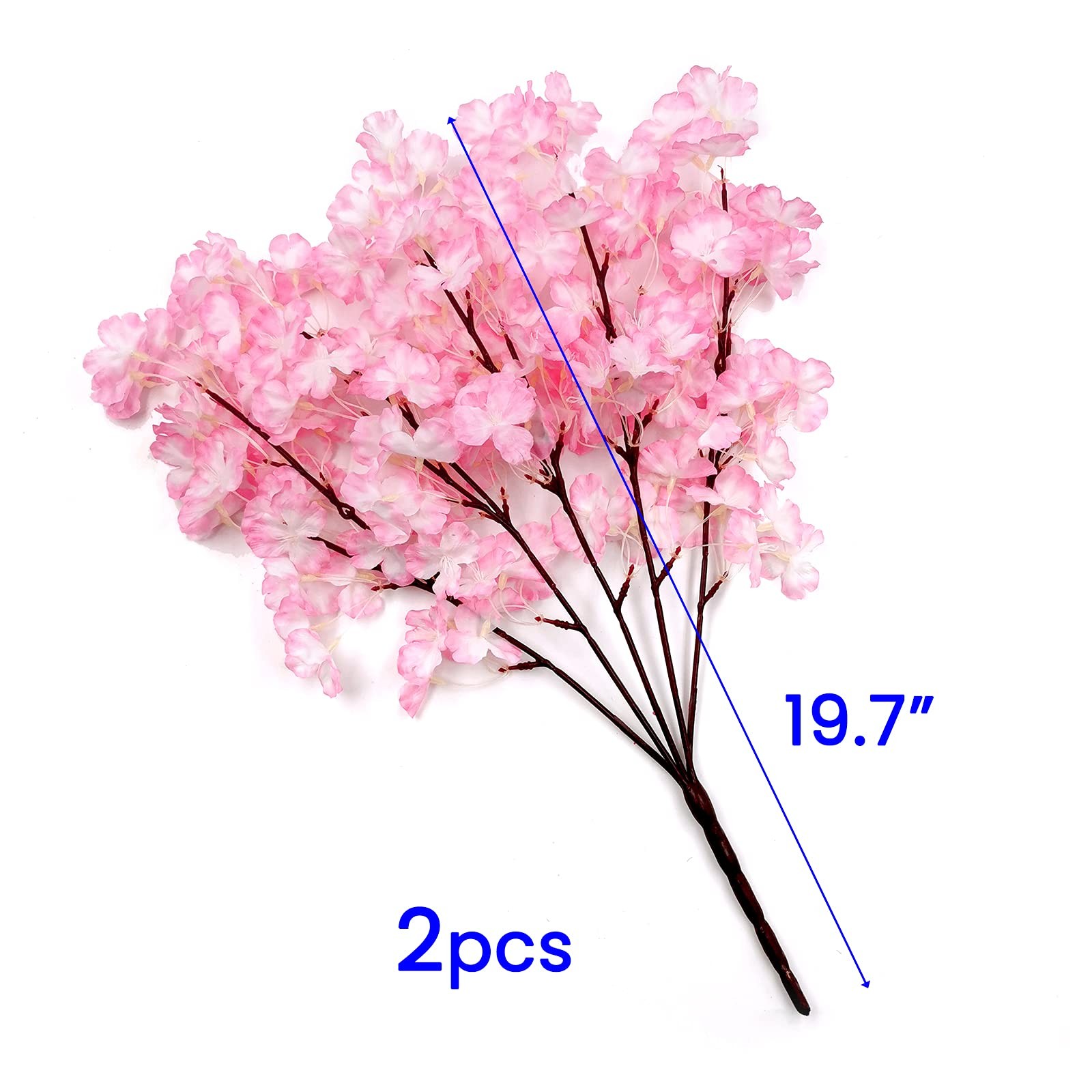 2Pack Artificial Cherry Blossom Flowers, 19.7 Inch Silk Cherry Blossom Branch…
