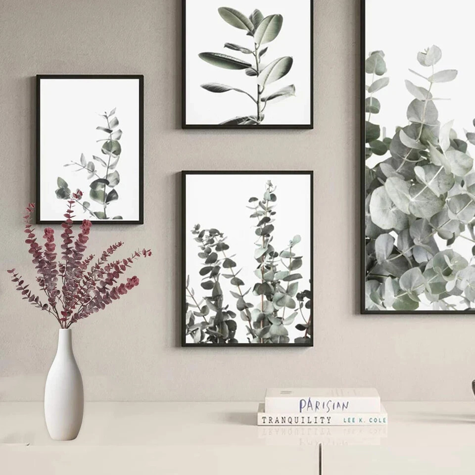 Faux Eucalyptus Stems 30″ Long Artificial Greenery Stems Fake Eucalyptus Deco…