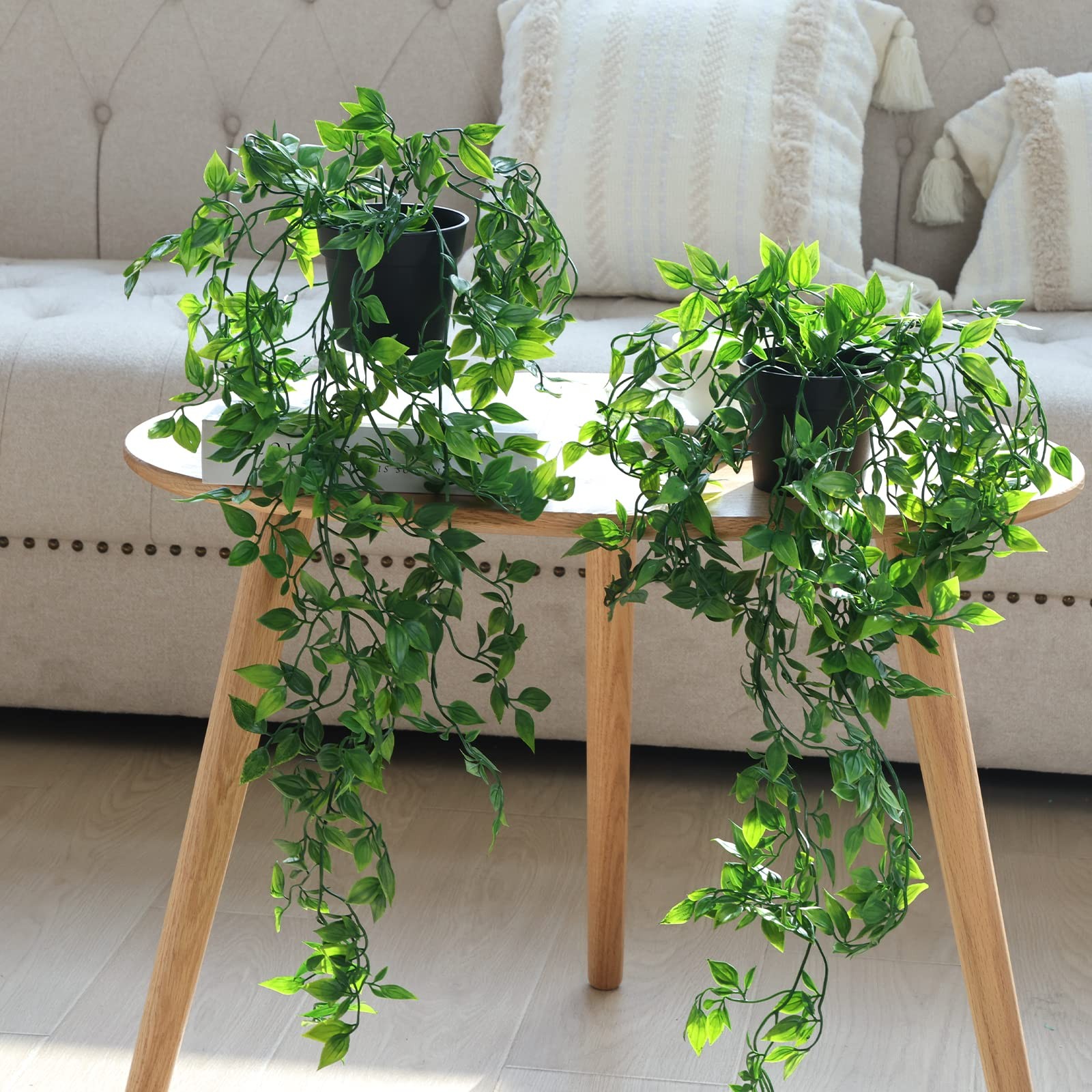 3 Pack Artificial Hanging Plants Fake Plants with Pots for House Bedroom Wall…