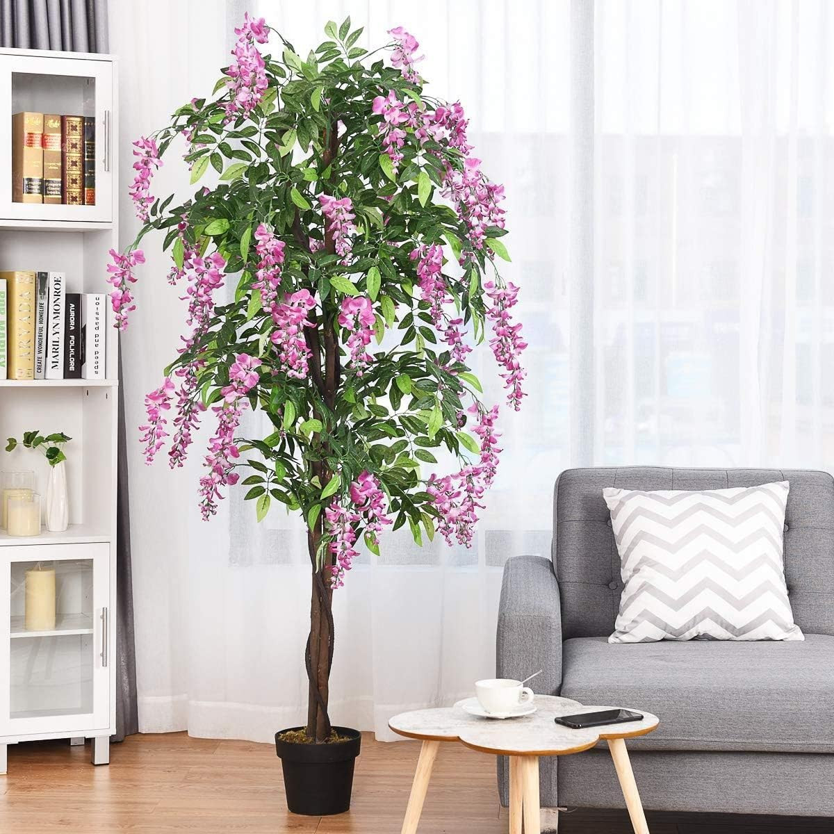 6FT Ficus & Wisteria Artificial Trees – 2 Pack Faux Plants for Home Decor