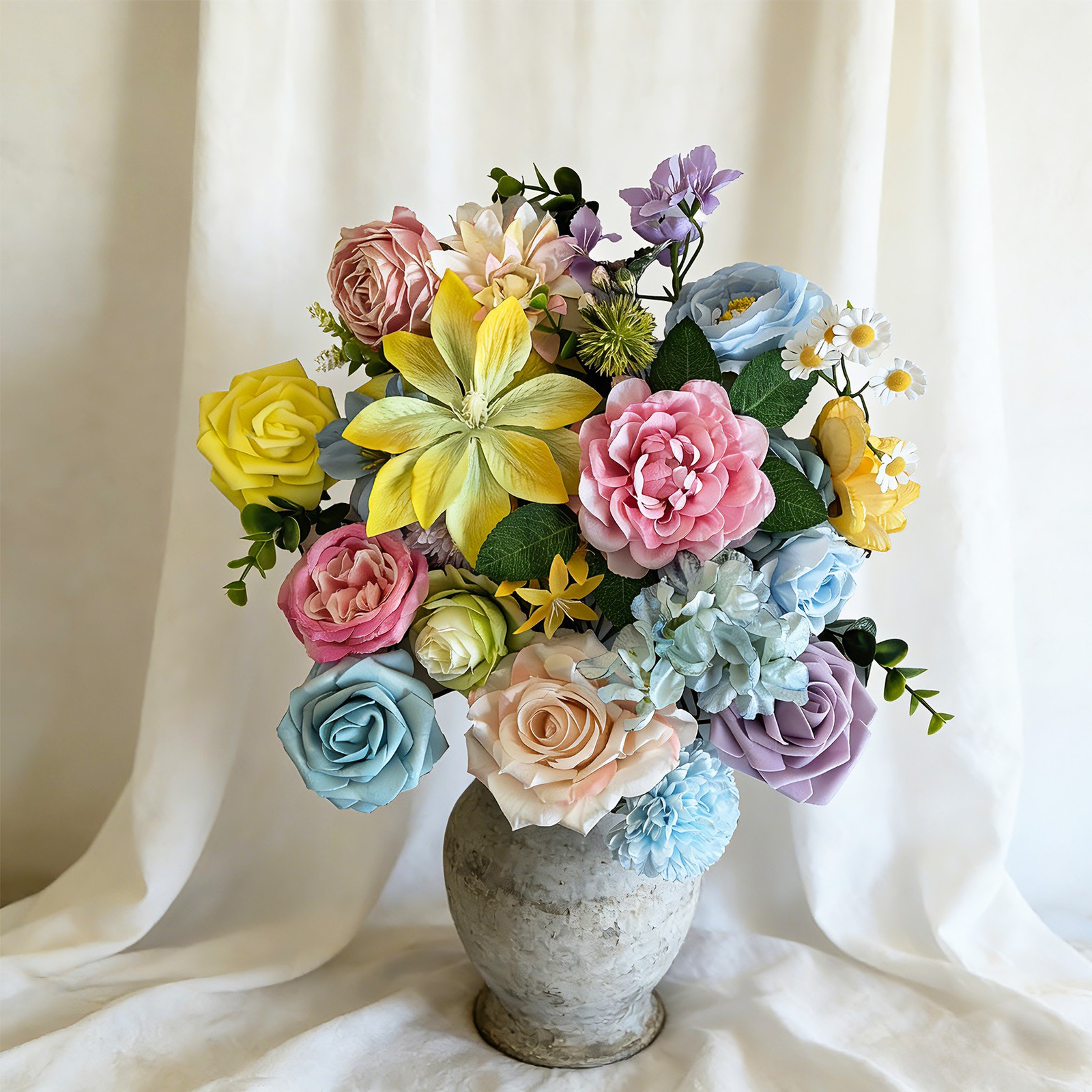30PCS Artificial Silk Flowers Bulk for Home Decor Faux Floral Stems w/ Iron Wire