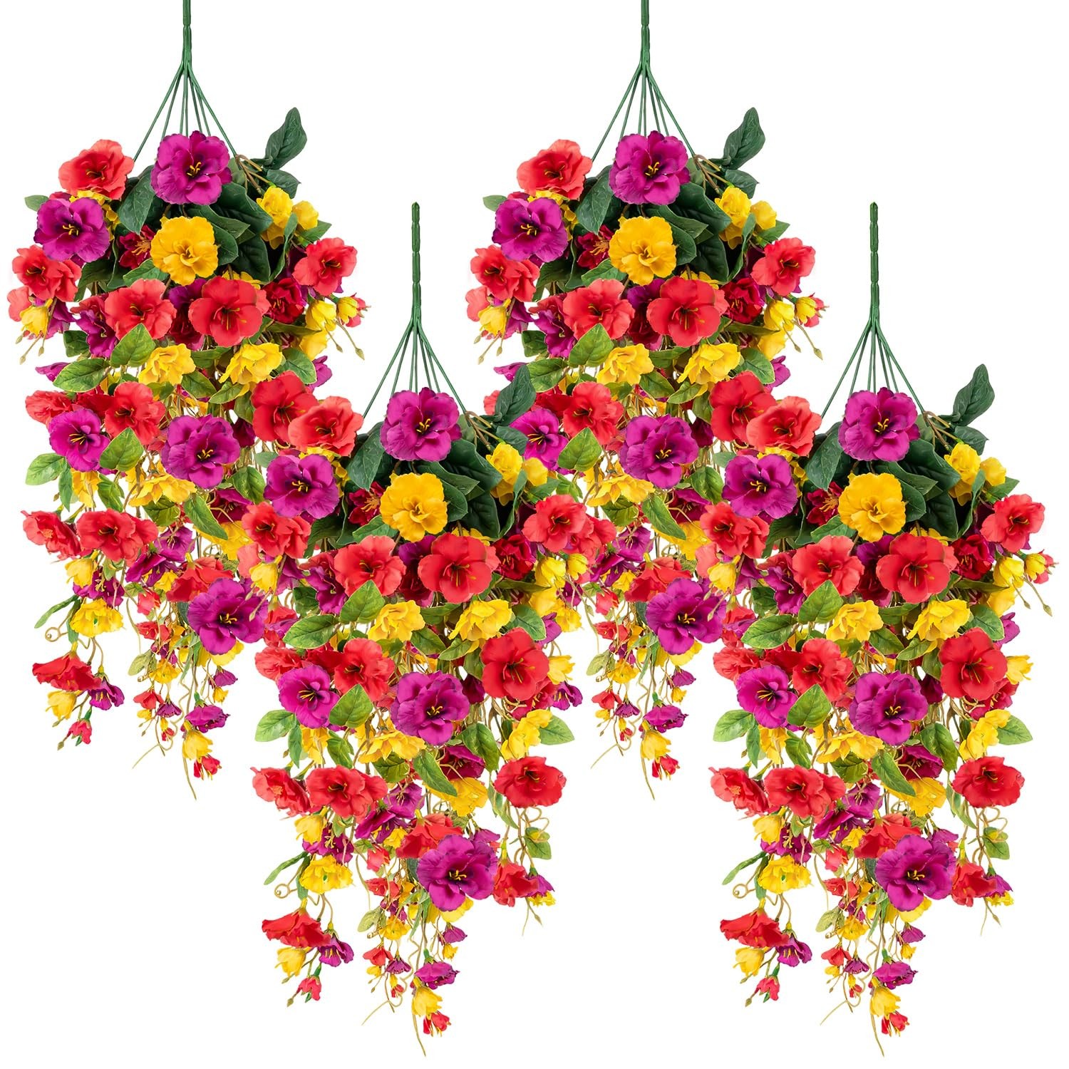 4 Pcs Fake Hibiscus Artificial Hanging Flowers, Mixed Colorful Silk Hibiscus …