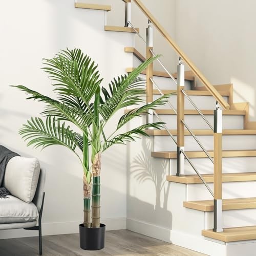 47in Artificial Palm Tree, Tall Fake Faux Plants with 3ft 11in Green Palm