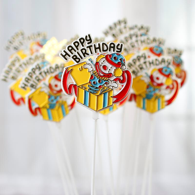 Bulk Lot of 48 Floral Acrylic ‘Happy Birthday’ Jack in the Box Picks