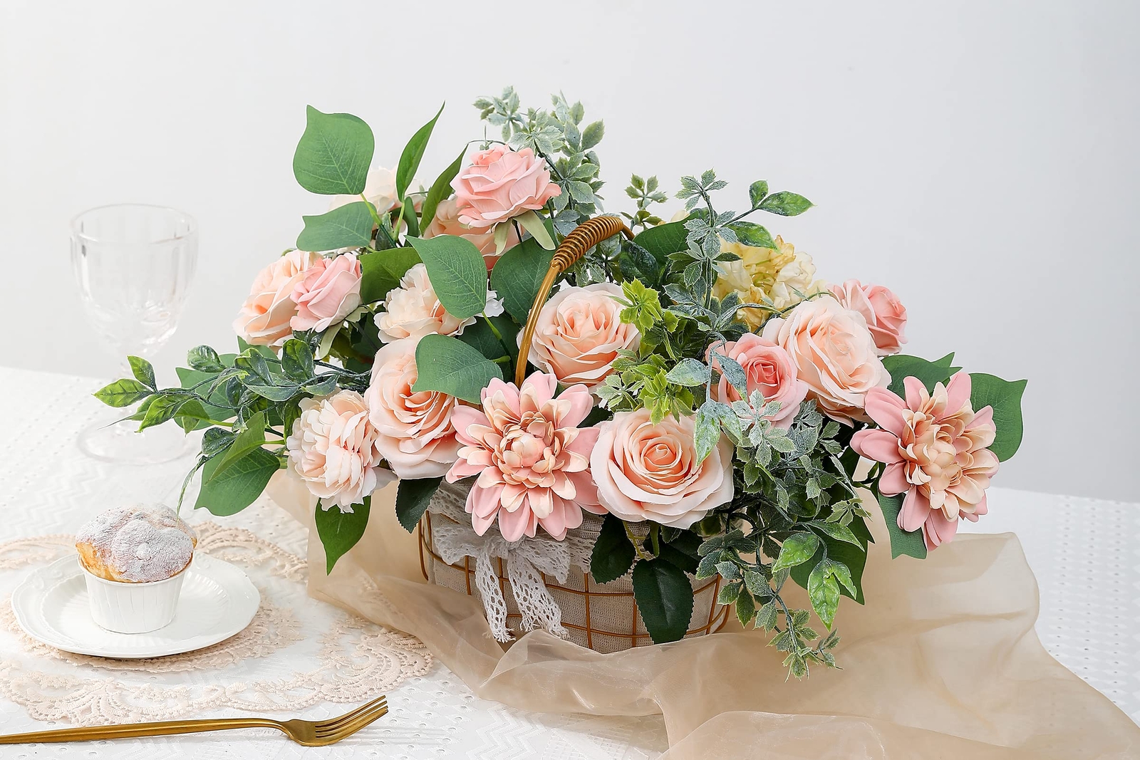Artificial Flowers Combo Box Gradient Color with Stems DIY Decorations Peach