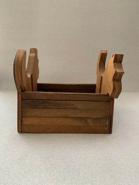 Vintage Scotty Dog Wooden Basket Signed Hill 99 Handmade Floral Arrangement Box
